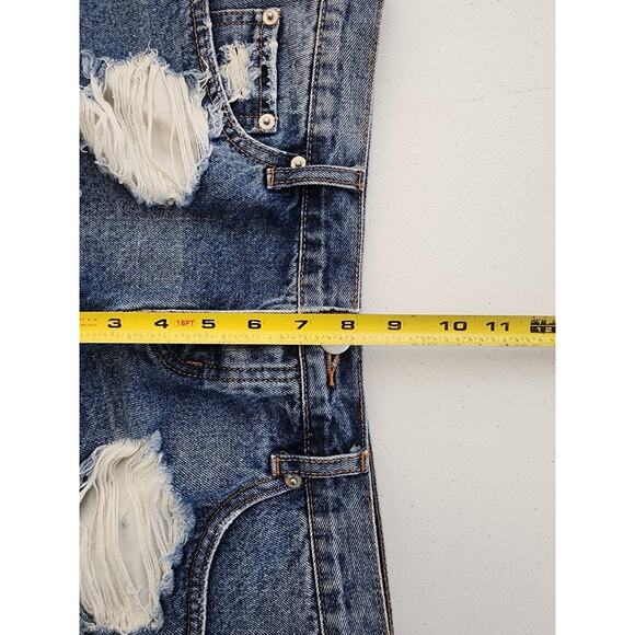 Revolve By The Way Jean Shorts 27 (32) Blue Distress ButtonFly DaisyDukes Frayed - Picture 6 of 9
